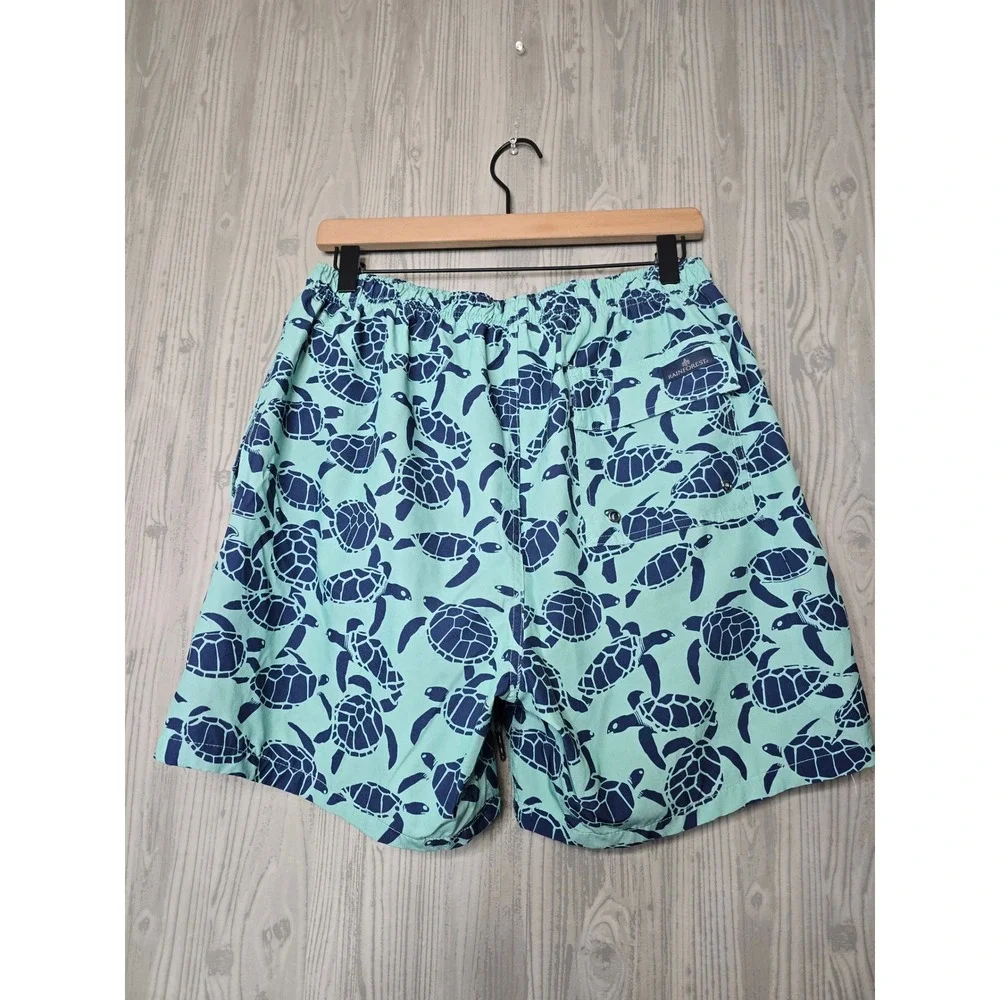 Rainforest Men's Swim Trunks Sea Turtle Print Elastic Waist Drawstring Size M
